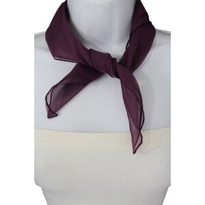 Boho Gorgeous Women Dark Purple Color Neck Warp Tie Scarf Square Pocket Sheer